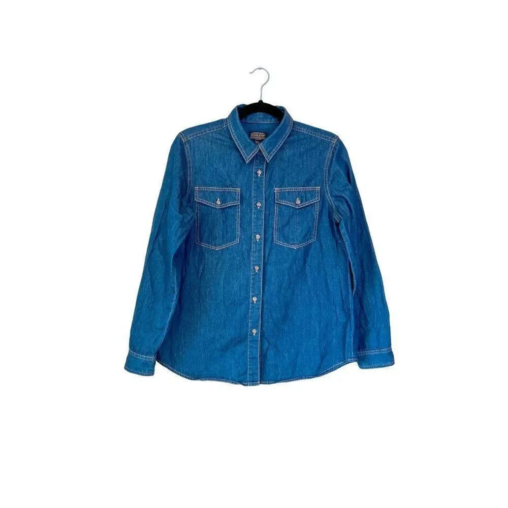 Pendleton Women's Denim Gambler Button Down Shirt, Size Medium